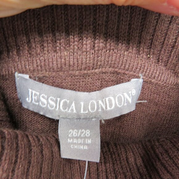 Jessica London Sweater Womens Size 26/28 Sleeveless Turtleneck Brown Knit New - Picture 4 of 10